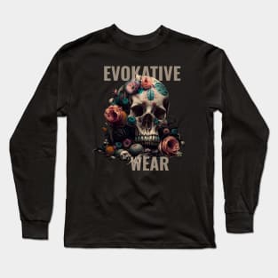 Painted Skull Flowers Evokative Logo Long Sleeve T-Shirt